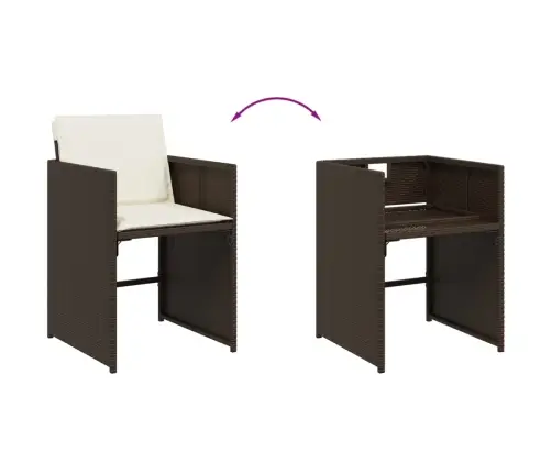 17-Osaline Aia Söögimööbli Komplekt Patjadega Pruun, Polürotang