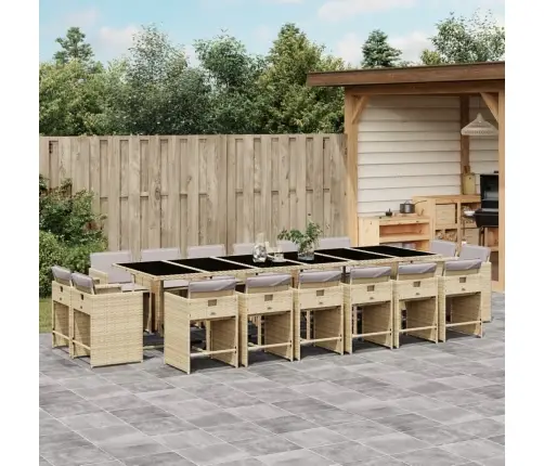 Sodo Komplektas Su Pagalvėlėmis, 17 Dalių, Smėlio, Poliratanas