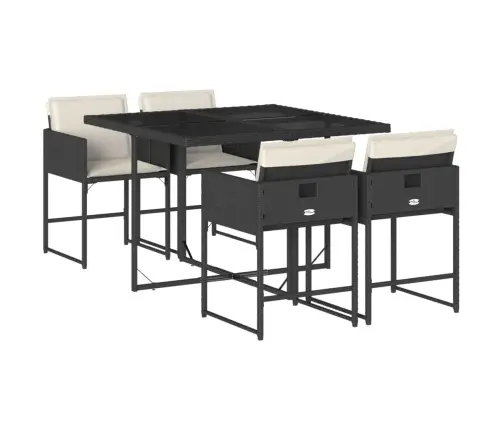 5-Osaline Aiamööbli Komplekt Patjadega, Must, Polürotang