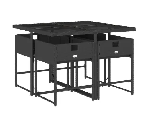 5-Daļīgs Dārza Mēbeļu Komplekts, Matrači, Melna Pe  Rotangpalma Vidaxl