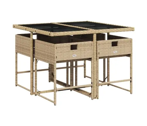 5-Daļīgs Dārza Mēbeļu Komplekts, Matrači, Bēša Pe Rotangpalma Vidaxl