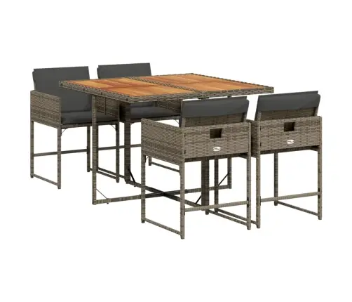 Sodo Komplektas Su Pagalvėlėmis, 5 Dalių, Pilkas, Poliratanas