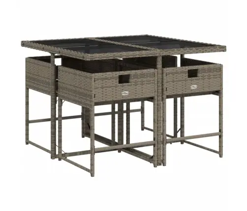 Sodo Komplektas Su Pagalvėlėmis, 5 Dalių, Pilkas, Poliratanas