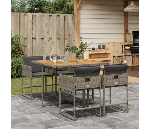 Sodo Komplektas Su Pagalvėlėmis, 5 Dalių, Pilkas, Poliratanas