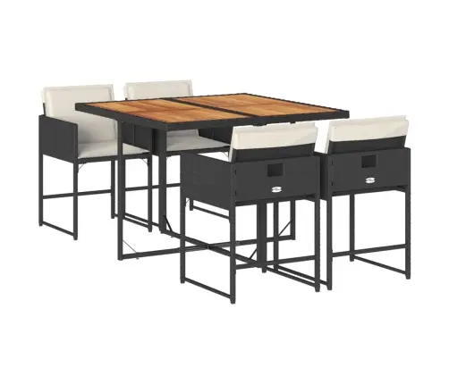 5-Daļīgs Dārza Mēbeļu Komplekts, Matrači, Melna Pe  Rotangpalma Vidaxl