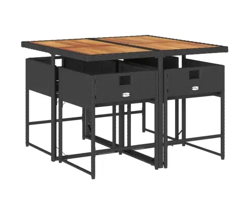 5-Daļīgs Dārza Mēbeļu Komplekts, Matrači, Melna Pe  Rotangpalma Vidaxl