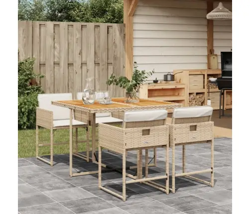 Sodo Komplektas Su Pagalvėlėmis, 5 Dalių, Smėlio, Poliratanas