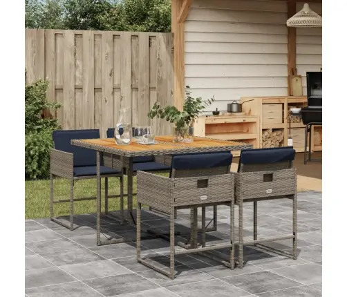 5-Osaline Aiamööbli Komplekt Patjadega, Hall, Polürotang