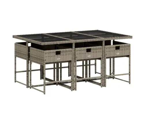 7-Daļīgs Dārza Mēbeļu Komplekts, Matrači, Pelēka Pe Rotangpalma Vidaxl