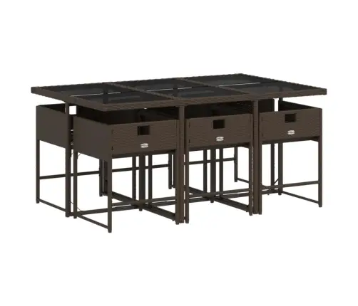 Sodo Komplektas Su Pagalvėlėmis, 7 Dalių, Rudas, Poliratanas Sodo Komplektas Su Pagalvėlėmis, 7 Dalių, Rudas, Poliratanas