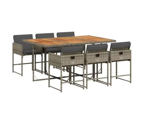 Sodo Komplektas Su Pagalvėlėmis, 7 Dalių, Pilkas, Poliratanas