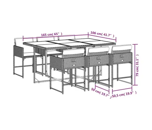 Sodo Komplektas Su Pagalvėlėmis, 7 Dalių, Pilkas, Poliratanas