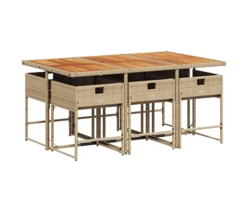 7-Daļīgs Dārza Mēbeļu Komplekts, Matrači, Bēša Pe Rotangpalma Vidaxl