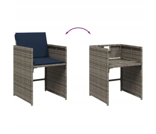 7-Daļīgs Dārza Mēbeļu Komplekts, Matrači, Pelēka Pe Rotangpalma Vidaxl