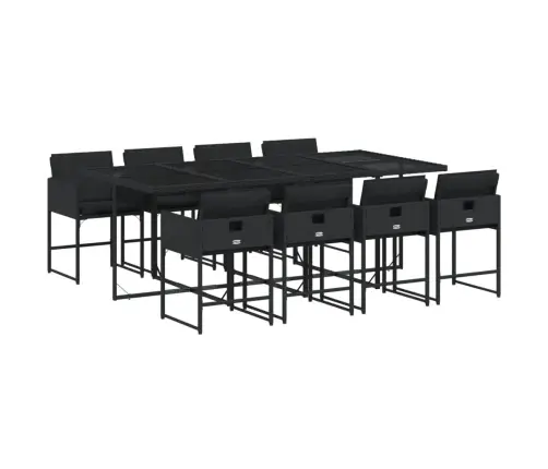 9-Daļīgs Dārza Mēbeļu Komplekts, Matrači, Melns, Pe Rotangpalma Vidaxl