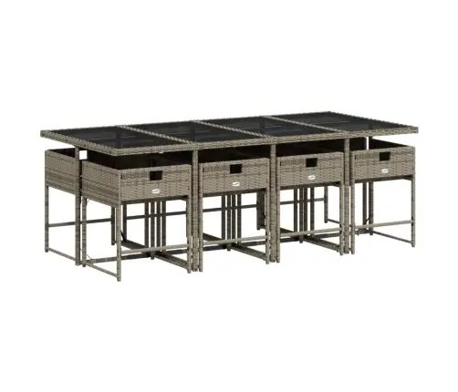 Sodo Komplektas Su Pagalvėlėmis, 9 Dalių, Pilkas, Poliratanas