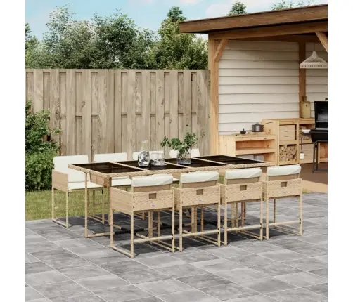 9-Daļīgs Virtuves Mēbeļu Komplekts Ar Matračiem, Pe Rotangpalma Vidaxl