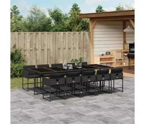 Sodo Komplektas Su Pagalvėlėmis, 11 Dalių, Juodas, Poliratanas