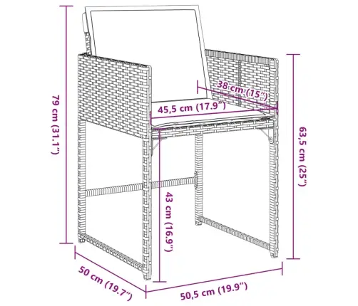 13-Osaline Aia Söögimööbli Komplekt Patjadega, Must, Pe-Rotang