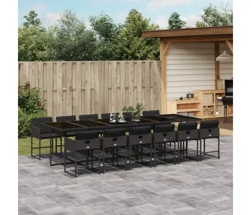 Sodo Komplektas Su Pagalvėlėmis, 13 Dalių, Juodas, Poliratanas