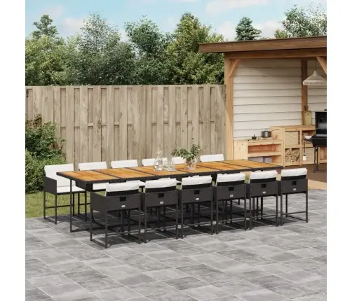 Sodo Komplektas Su Pagalvėlėmis, 13 Dalių, Juodas, Poliratanas