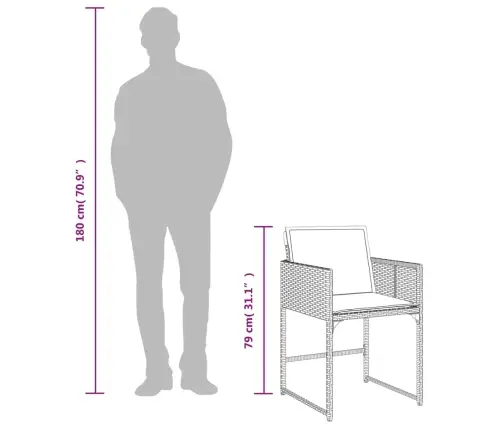 13-Daļīgs Dārza Mēbeļu Komplekts Ar Matračiem, Pe Rotangpalma Vidaxl