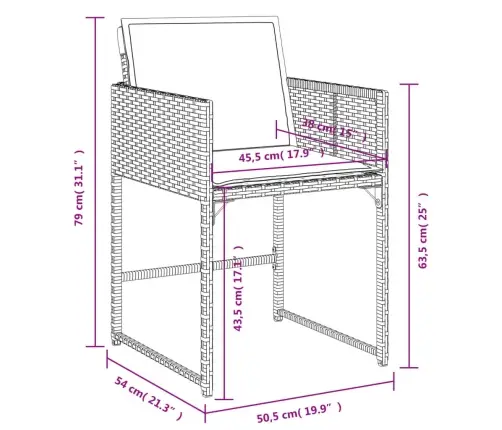 9-Osaline Aiamööbli Komplekt Patjadega, Helehall, Polürotang