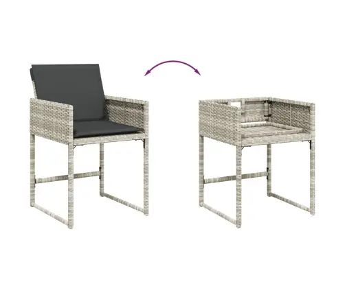 9-Osaline Aiamööbli Komplekt Patjadega, Helehall, Polürotang