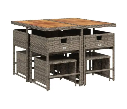 9-Osaline Aiamööbli Komplekt Patjadega, Hall, Polürotang