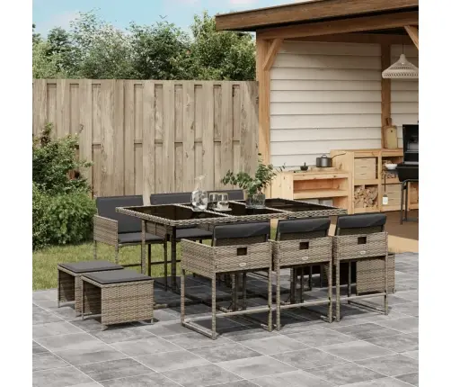 11-Daļīgs Dārza Mēbeļu Komplekts Ar Matračiem, Pe Rotangpalma Vidaxl