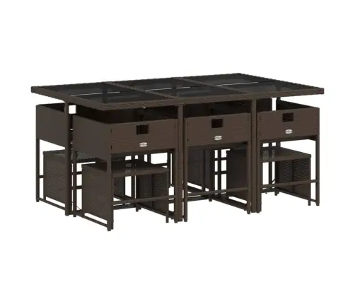 11-Daļīgs Dārza Mēbeļu Komplekts, Matrači, Brūna Pe Rotangpalma Vidaxl