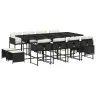 13-Daļīgs Dārza Mēbeļu Komplekts Ar Matračiem, Melns Pe Vidaxl
