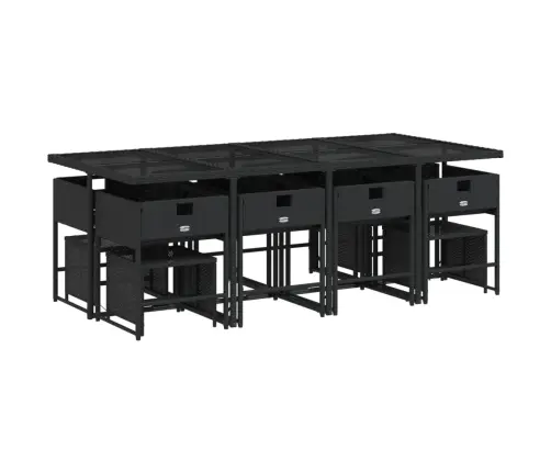 13-Daļīgs Dārza Mēbeļu Komplekts Ar Matračiem, Melns Pe Vidaxl