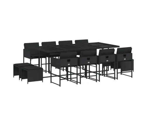 13-Daļīgs Dārza Mēbeļu Komplekts Ar Matračiem, Melns Pe Vidaxl