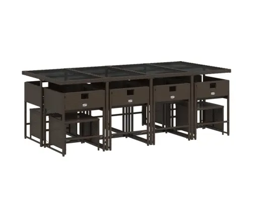 Sodo Komplektas Su Pagalvėlėmis, 13 Dalių, Rudas, Poliratanas