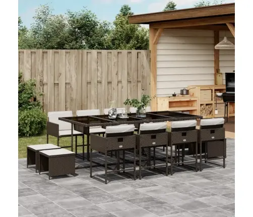 Sodo Komplektas Su Pagalvėlėmis, 13 Dalių, Rudas, Poliratanas