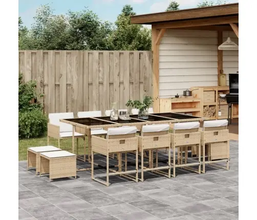 13-Daļīgs Dārza Mēbeļu Komplekts Ar Matračiem, Pe Rotangpalma Vidaxl