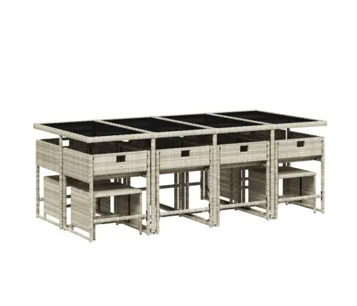 Sodo Komplektas Su Pagalvėlėmis, 13 Dalių, Pilkas, Poliratanas