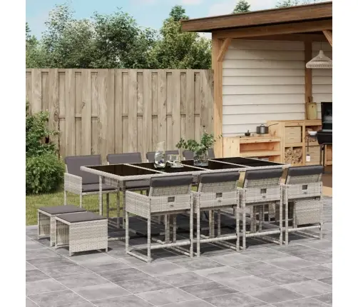 Sodo Komplektas Su Pagalvėlėmis, 13 Dalių, Pilkas, Poliratanas