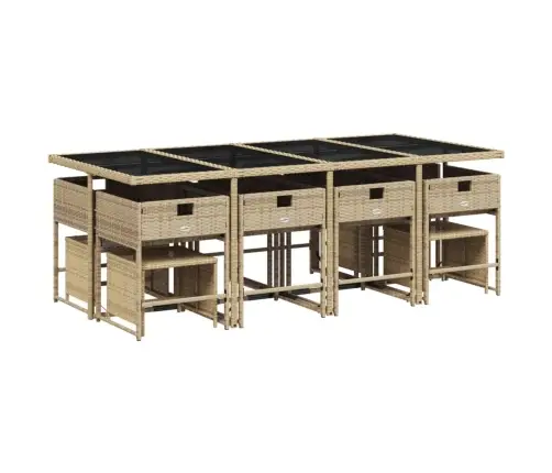 13-Daļīgs Virtuves Mēbeļu Komplekts Ar Matračiem,Pe Rotangpalma Vidaxl