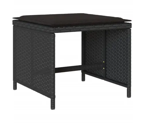 15-Daļīgs Dārza Mēbeļu Komplekts Ar Matračiem, Melns Pe Vidaxl