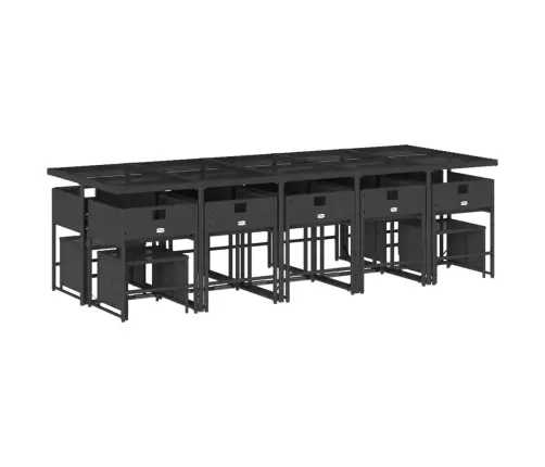 15-Daļīgs Dārza Mēbeļu Komplekts Ar Matračiem, Melns Pe Vidaxl