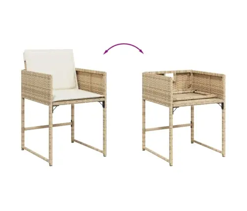 15-Daļīgs Dārza Mēbeļu Komplekts, Matrači, Bēša Pe Rotangpalma Vidaxl