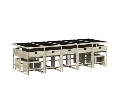 15-Daļīgs Dārza Mēbeļu Komplekts Ar Matračiem, Gaiši Pelēka Pe Vidaxl