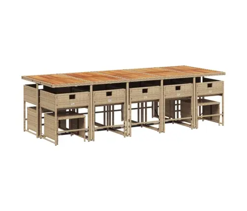 15-Daļīgs Dārza Mēbeļu Komplekts, Matrači, Bēša Pe Rotangpalma Vidaxl