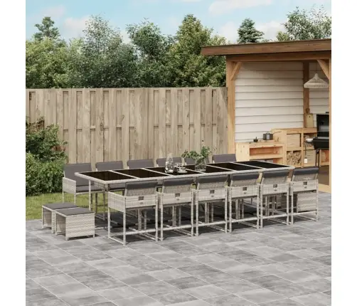 Sodo Komplektas Su Pagalvėlėmis, 17 Dalių, Pilkas, Poliratanas