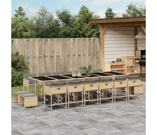 17-Daļīgs Virtuves Mēbeļu Komplekts Ar Matračiem,Pe Rotangpalma Vidaxl