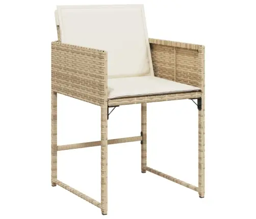 17-Osaline Aia Söögimööbli Komplekt Patjadega, Beež, Rotang