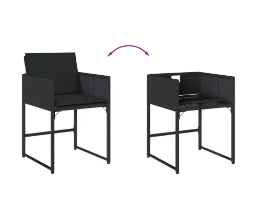 9-Daļīgs Dārza Mēbeļu Komplekts, Matrači, Melns, Pe Rotangpalma Vidaxl