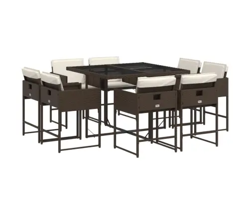 Sodo Komplektas Su Pagalvėlėmis, 9 Dalių, Rudas, Poliratanas